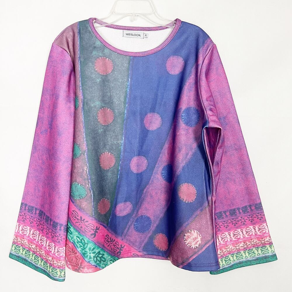 Miss Look Flared Sleeve Multicolor Women's Pullover Size XL